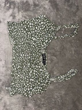 SHEIN Olive Green Floral Smocked Camisole